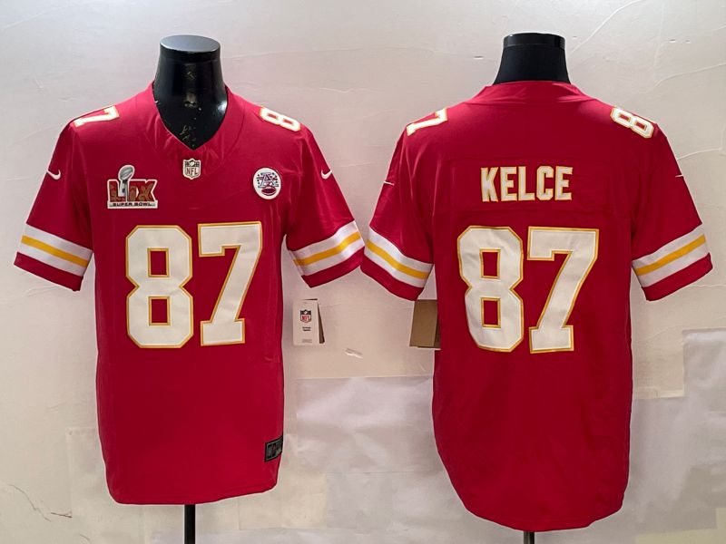 Men Kansas City Chiefs 87 Kelce Red Three generations Nike 2025 Vapor Limited NFL Jersey style 5